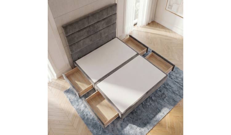 Somnior Regent Velvet Small Double 4 Drawer Divan Bed 54" Headboard - Charcoal
