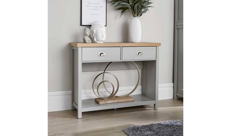 Home Source Avon 2 Drawer Console Table - Grey