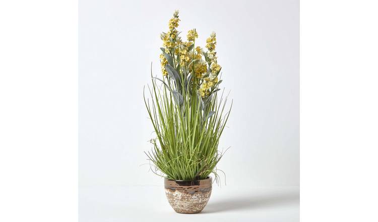 Homescapes Silk-Like Polyester Artificial Lavender Plant - Yellow