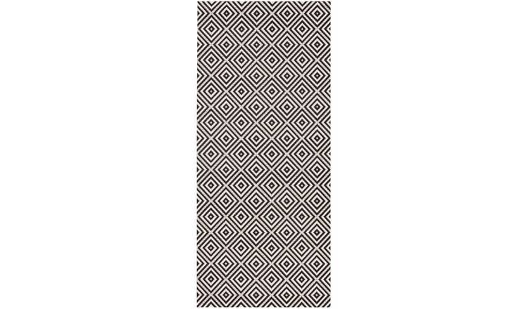 Hanse Home Black Karo Diamond Indoor Outdoor Runner Rug - 80 x 200cm