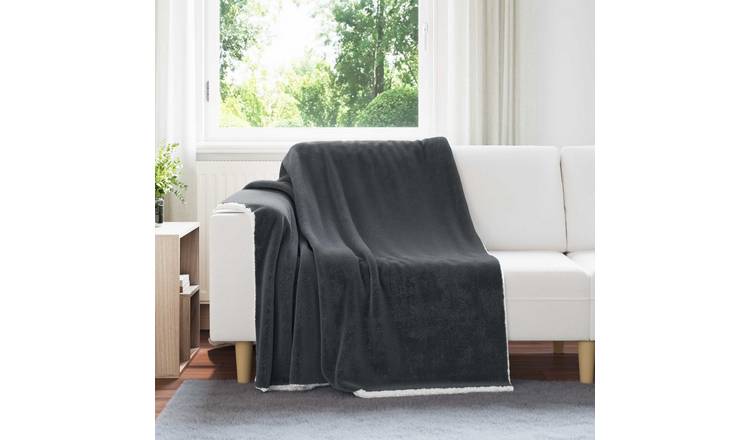 Walplus 480 g/m2 Fleece Throw Blanket - Dark Grey - 200 x 150 cm