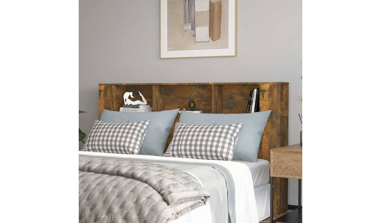 Walplus Engineered Wood Headboard Cabinet - Dark Oak - 180 x 18.5 x 104.5 cm