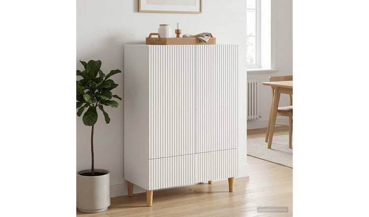 Walplus 1 Drawer Rectangular Sideboard 1 Shelf - White - 66 x 34.5 x 95 cm