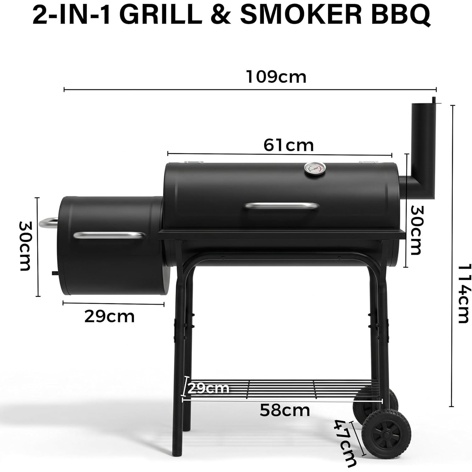 Vivo Technologies Charcoal Barrel BBQ Smoker Grill - Image 3