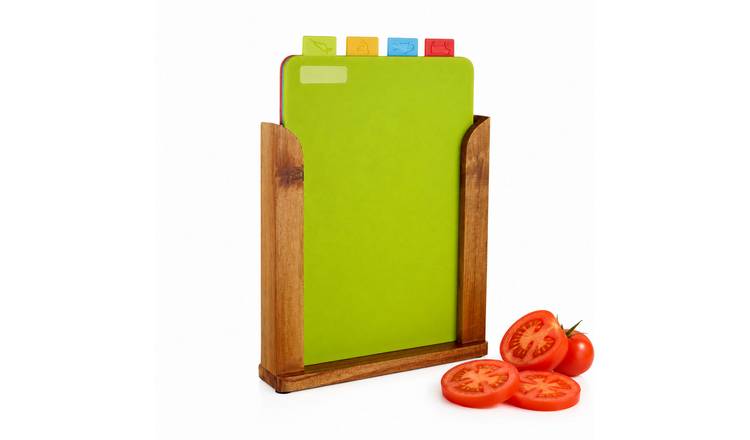 Orsina Dahra Set of 4 Colourful Chopping Boards with Stand
