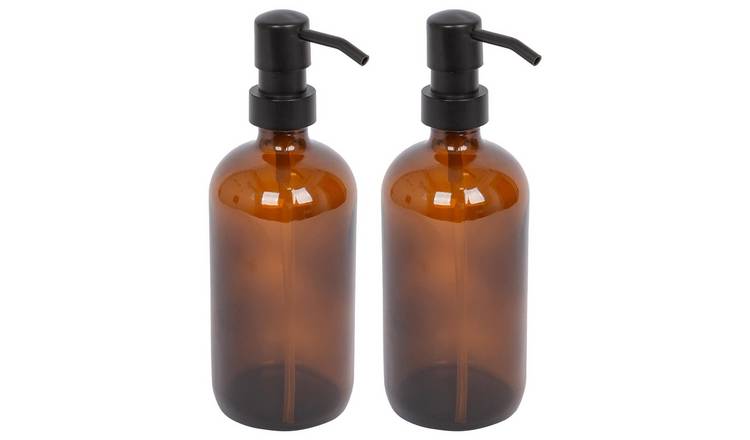 Harbour Housewares Glass Soap Dispensers  - Amber - Pack of 2