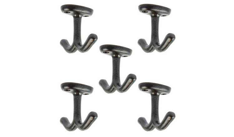 Hammer & Tongs Double Ceiling Hook - Black - Pack of 5