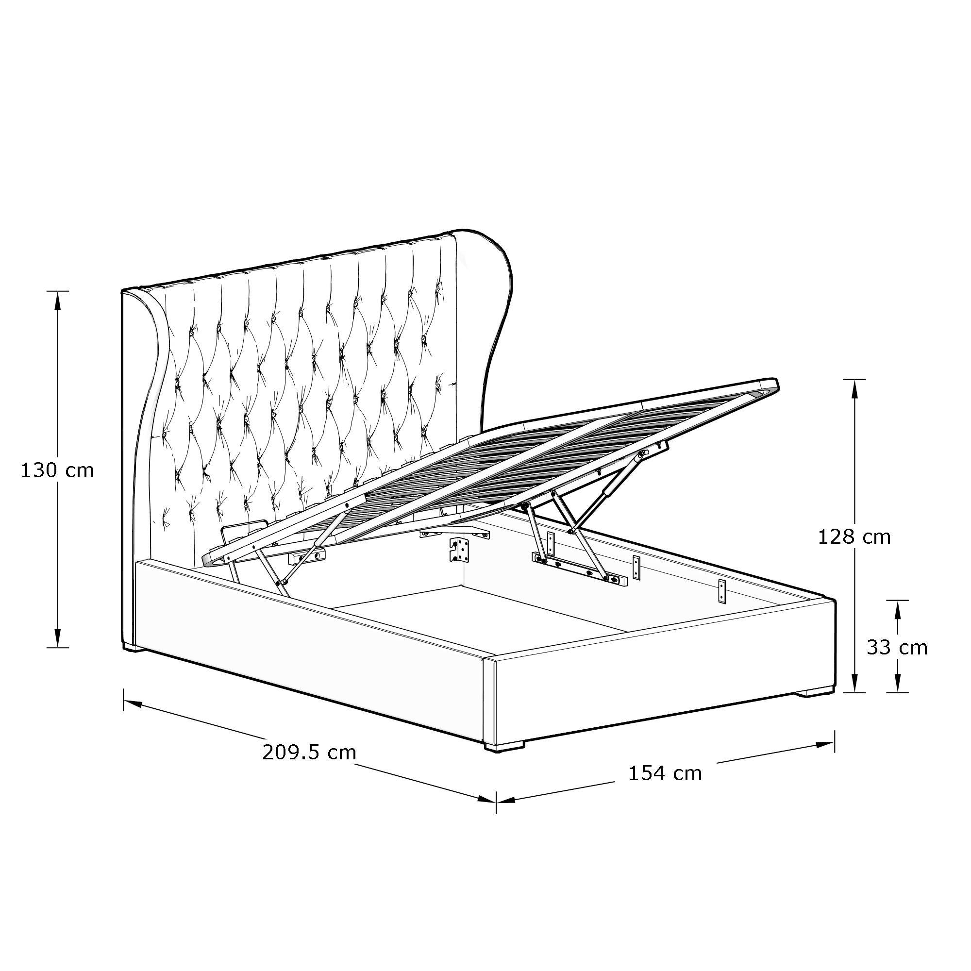 GFW Dakota Double Chenille End Lift Ottoman Bed with Mattress - Platinum - Image 9