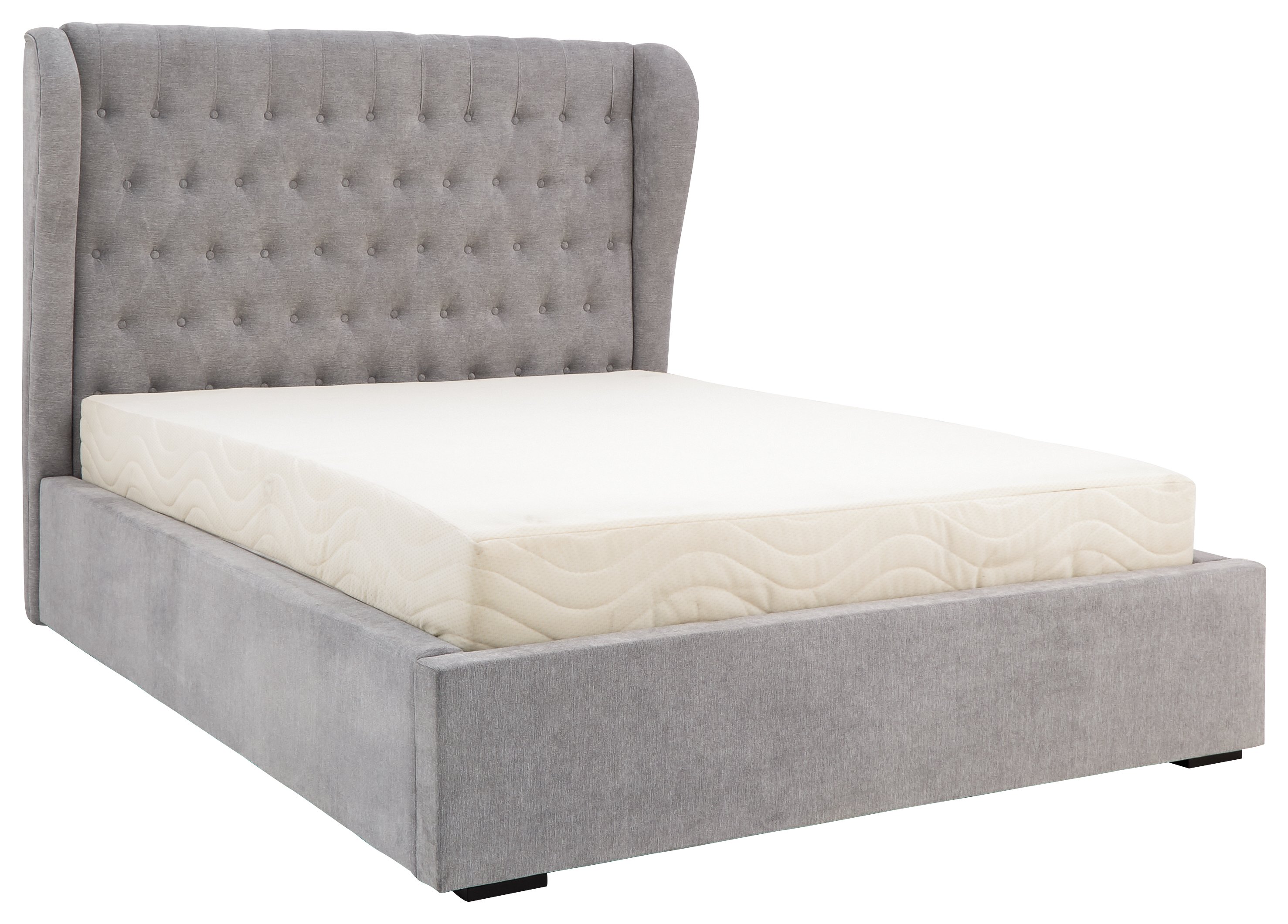 GFW Dakota Double Chenille End Lift Ottoman Bed with Mattress - Platinum - Image 3