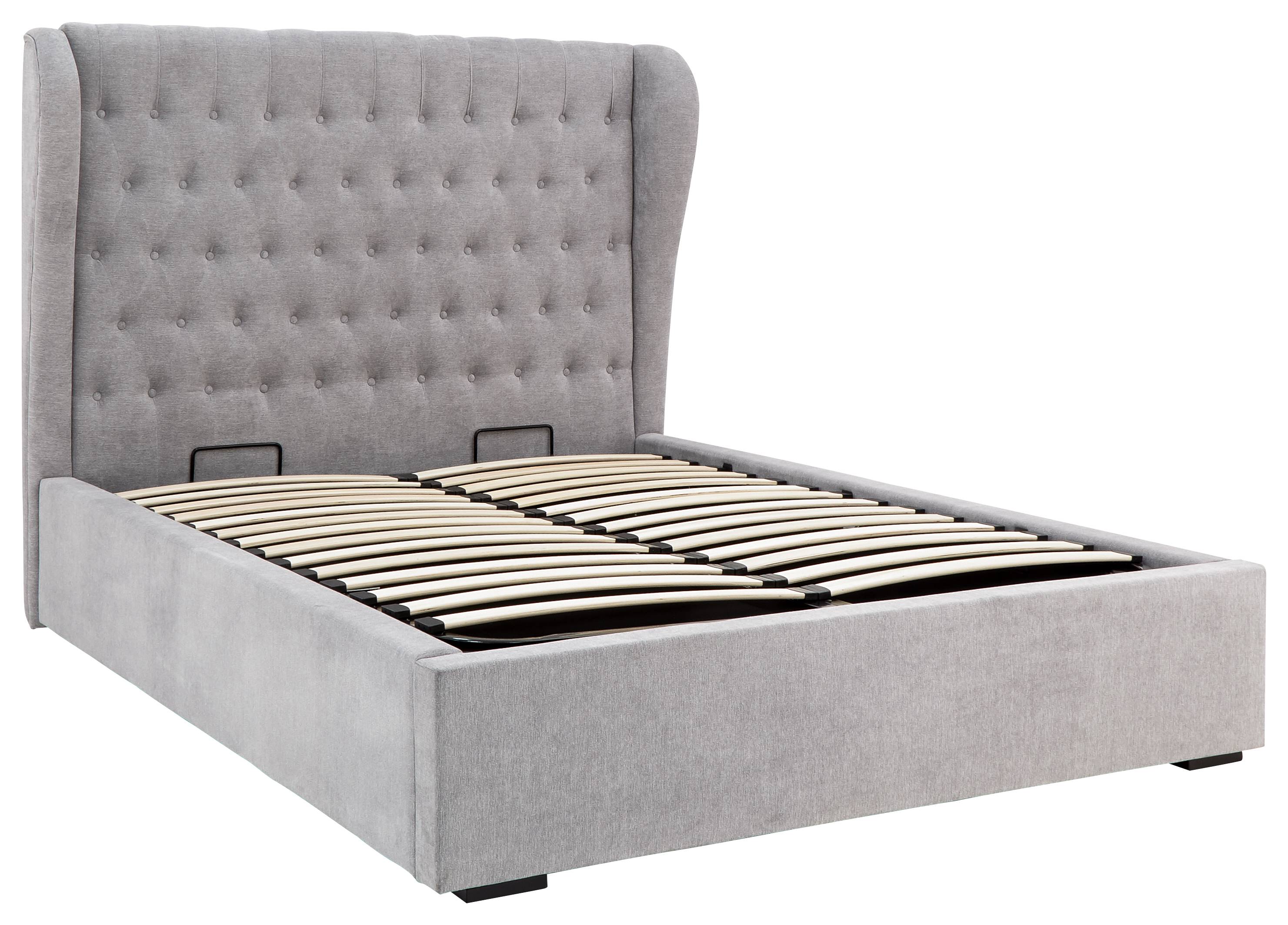 GFW Dakota Double Chenille End Lift Ottoman Bed with Mattress - Platinum - Image 4