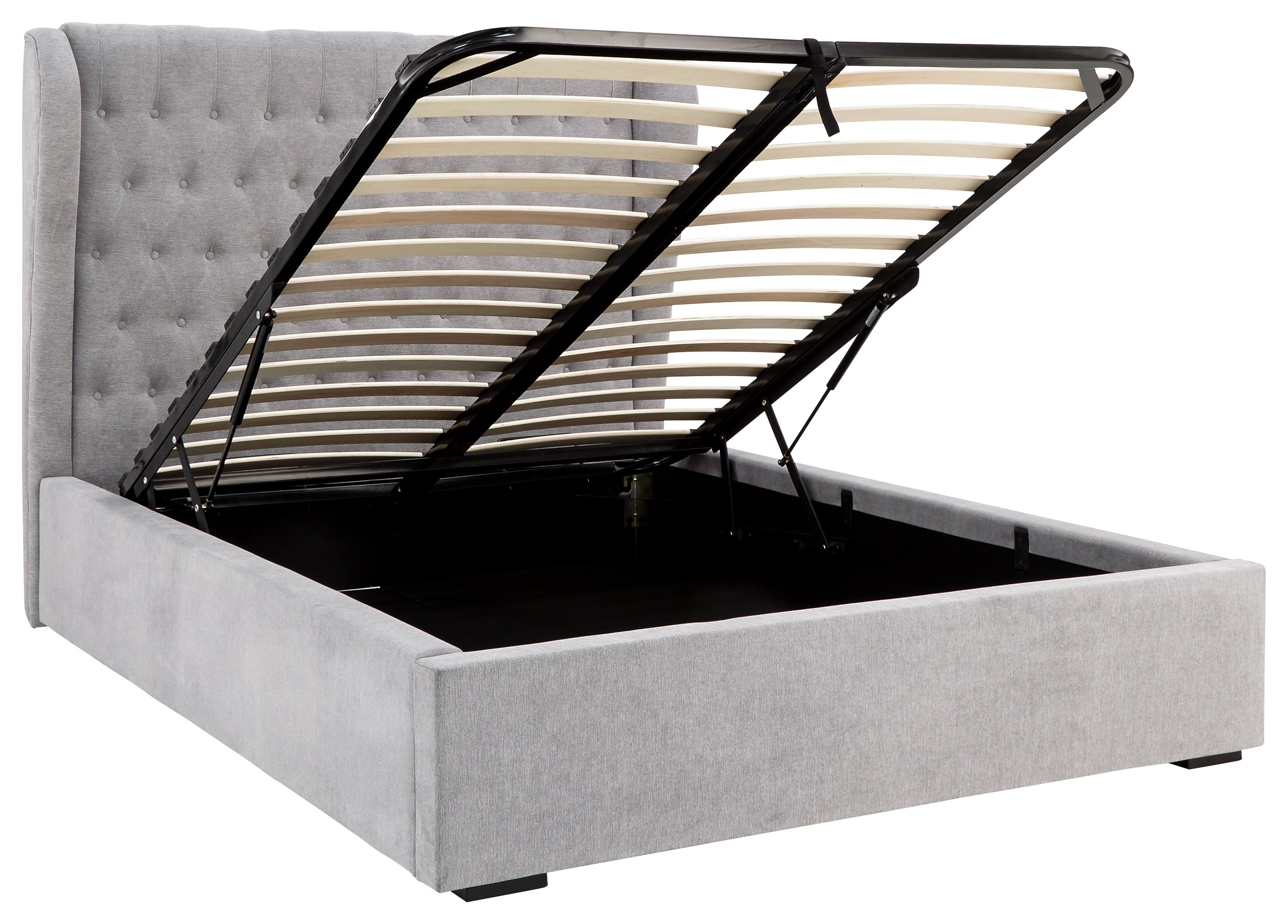 GFW Dakota Double Chenille End Lift Ottoman Bed with Mattress - Platinum - Image 5