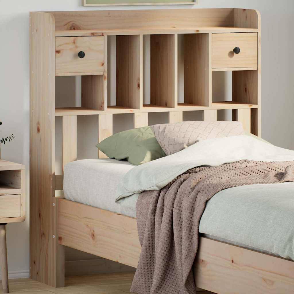 Walplus Pine Wood Headboard with Storage - Brown - 96 x 23 x 110 cm - Image 1
