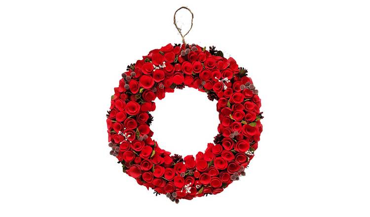 Neo 50cm Red Rose Decorative Wreath
