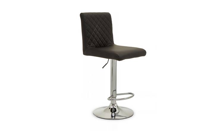 Orsina Baina Faux Leather Adjustable Swivel Bar Stool – Black & Chrome