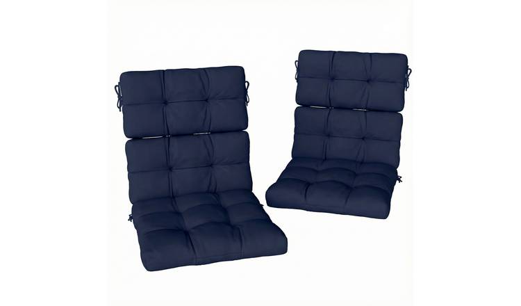 Outsunny 2 Piece Outdoor Water Repellent Chair Cushions - Dark Blue