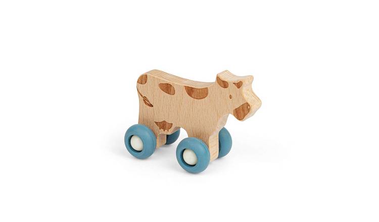 Bigjigs Toys Farm Animal on Wheels Cow - 12 Months +