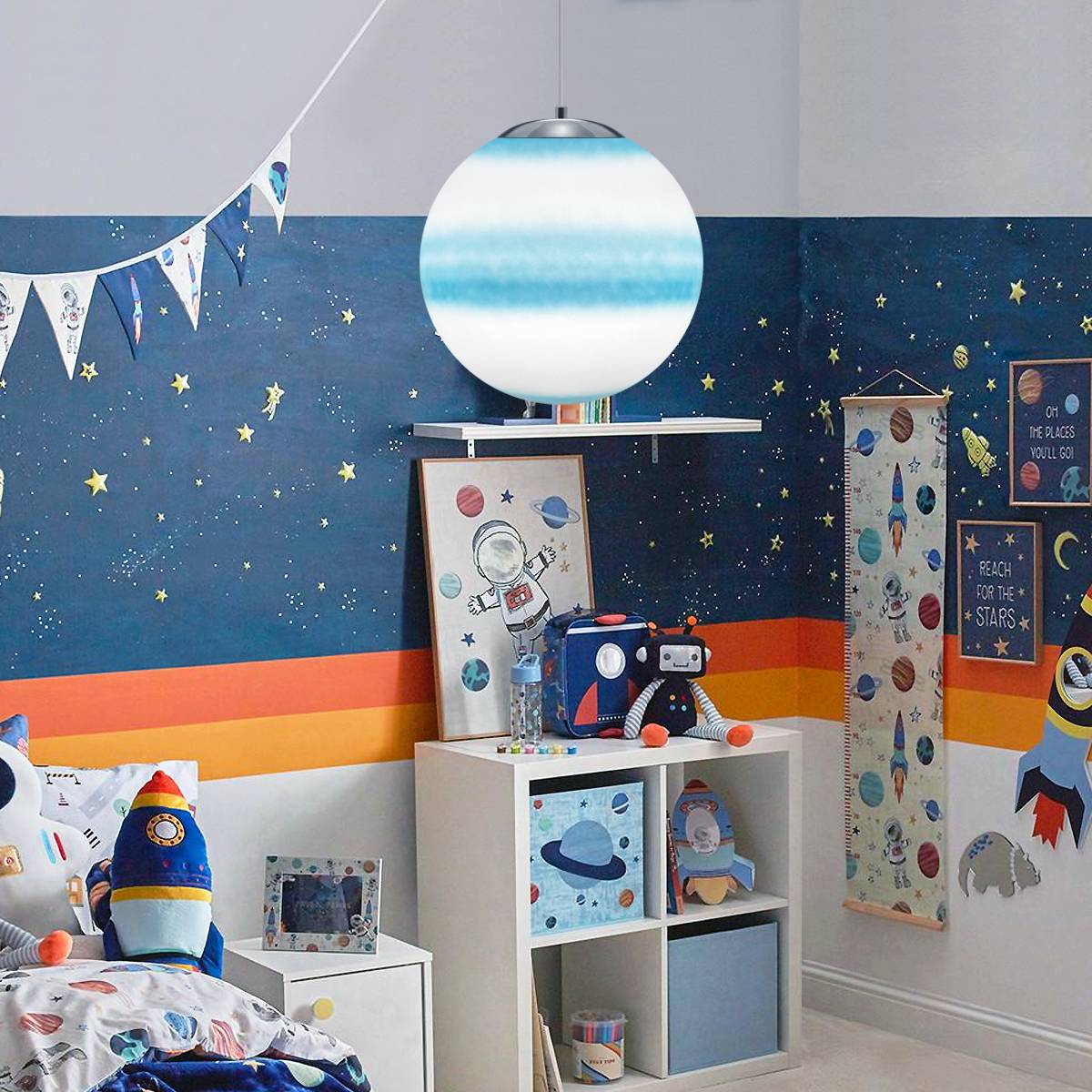 Energy Light Bulbs Sphere Ball Ceiling Pendant Light - Blue and White - Image 5