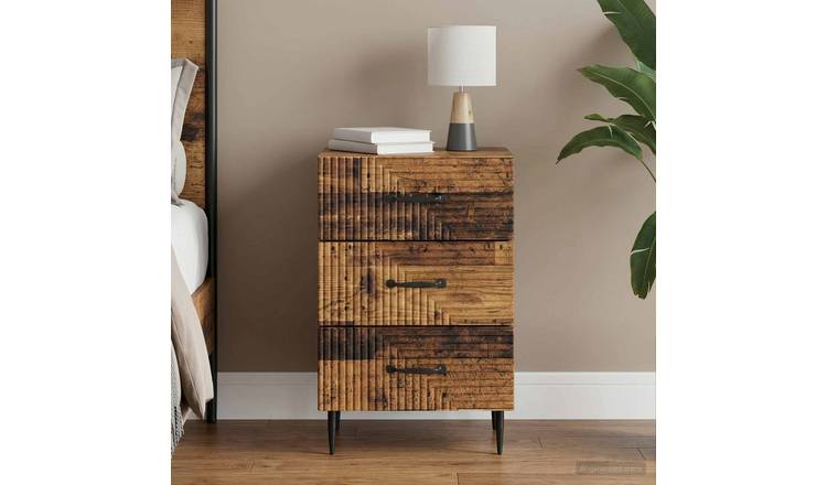 Walplus Engineered Wood Nightstand - Old Wood - 43 x 41 x 66.5 cm