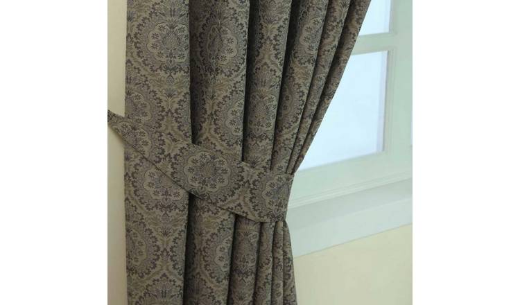 Homescapes Pack of 2 Damask Jacquard Curtain Tie Backs – Grey