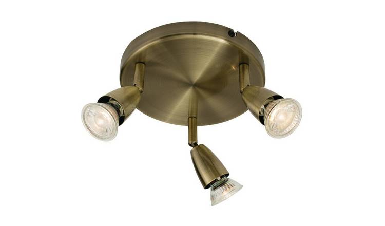 Loops Direct Amalfi Adjustable Ceiling Spotlight - Antique Brass 3 Lights