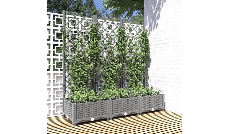 Walplus Polypropylene Garden Planter - Light Grey - 120 x 40 x 121.5 cm