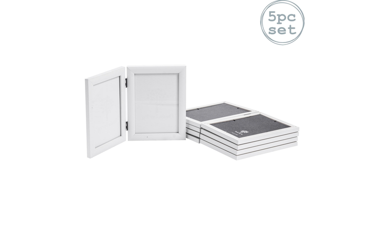 Nicola Spring Folding 2 Photo Frames - 5 x 7" - Set of 5 - White