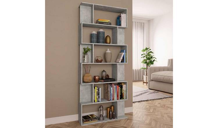 Walplus Engineered Wood Book Cabinet - Stone Grey - 80 x 24 x 192 cm