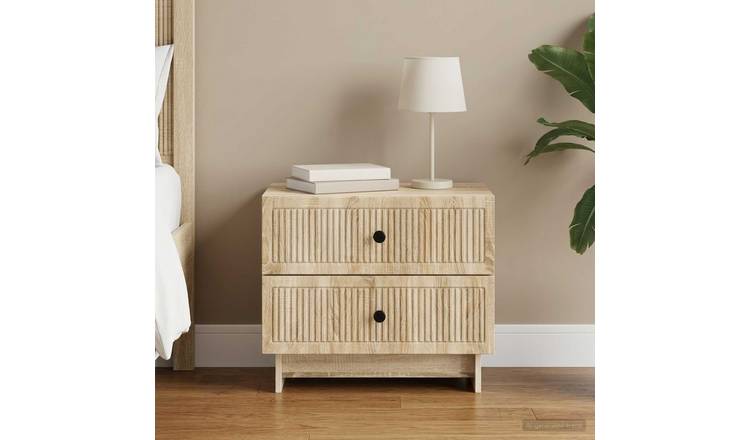 Walplus Engineered Wood Bedside Cabinet - Sonoma Oak - 62 x 34.5 x 47.5 cm