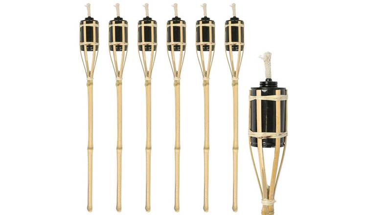 Harbour Housewares Bamboo Garden Fire Torches - 60cm - Natural - Pack of 6