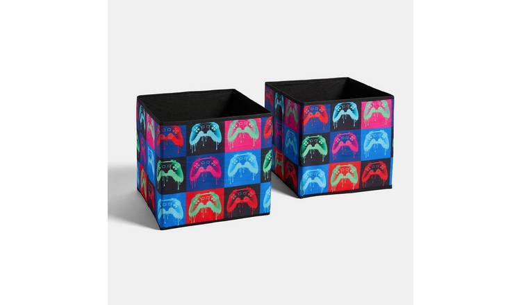 OHS Kids Neon Drip Gaming Print Storage Boxes - Multi - 2 Pack