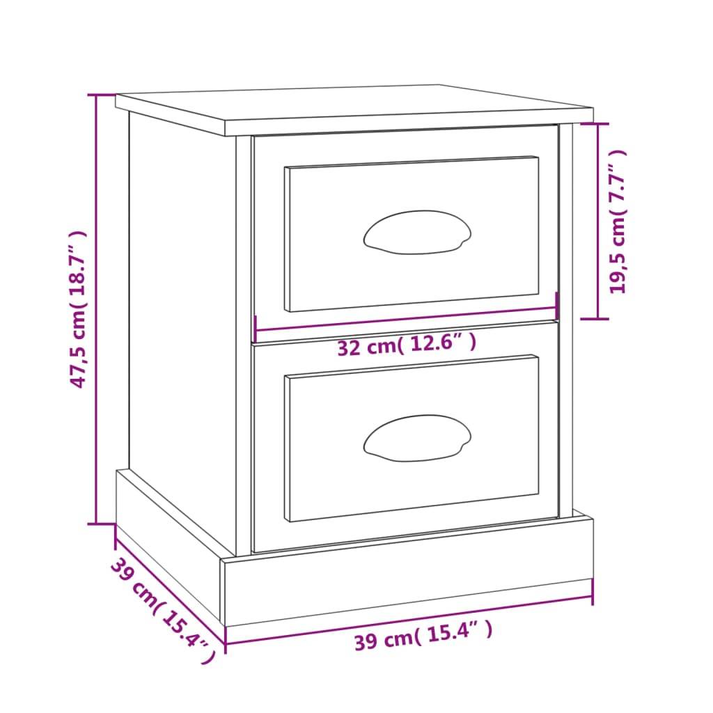 Walplus Pack of 2 Engineered Wood Bedside Cabinet - White - 39 x 39 x 47.5 cm - Image 9
