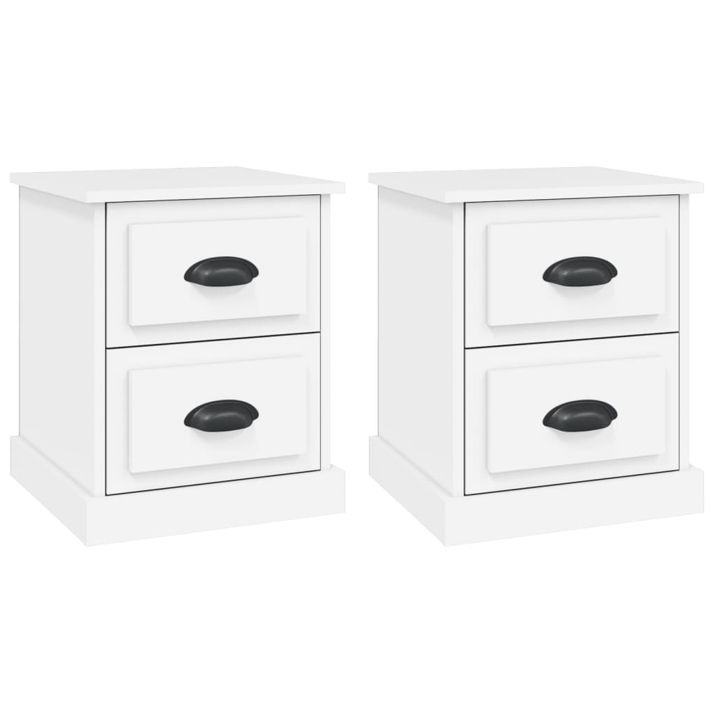 Walplus Pack of 2 Engineered Wood Bedside Cabinet - White - 39 x 39 x 47.5 cm - Image 2