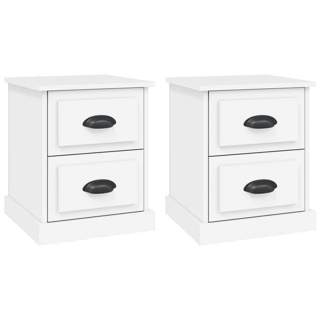 Walplus Pack of 2 Engineered Wood Bedside Cabinet - White - 39 x 39 x 47.5 cm - Image 2