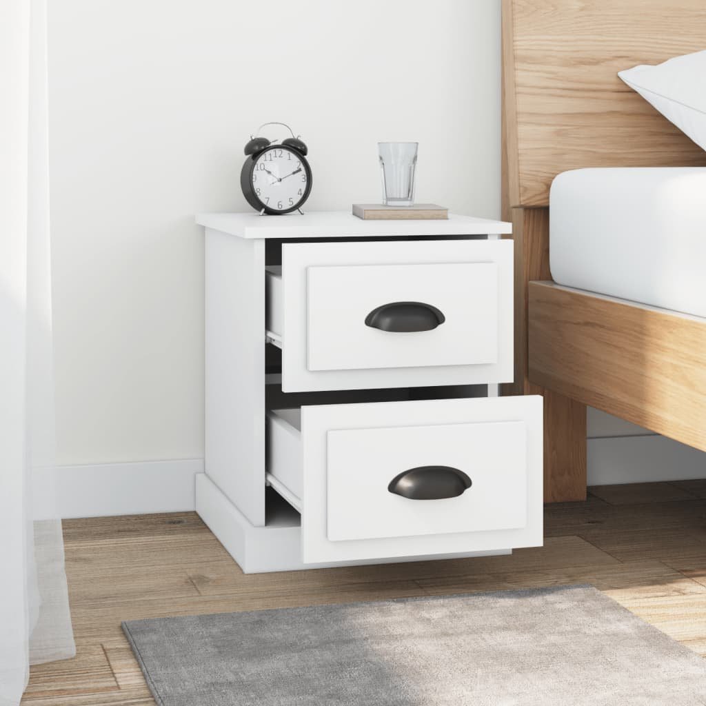 Walplus Pack of 2 Engineered Wood Bedside Cabinet - White - 39 x 39 x 47.5 cm - Image 4
