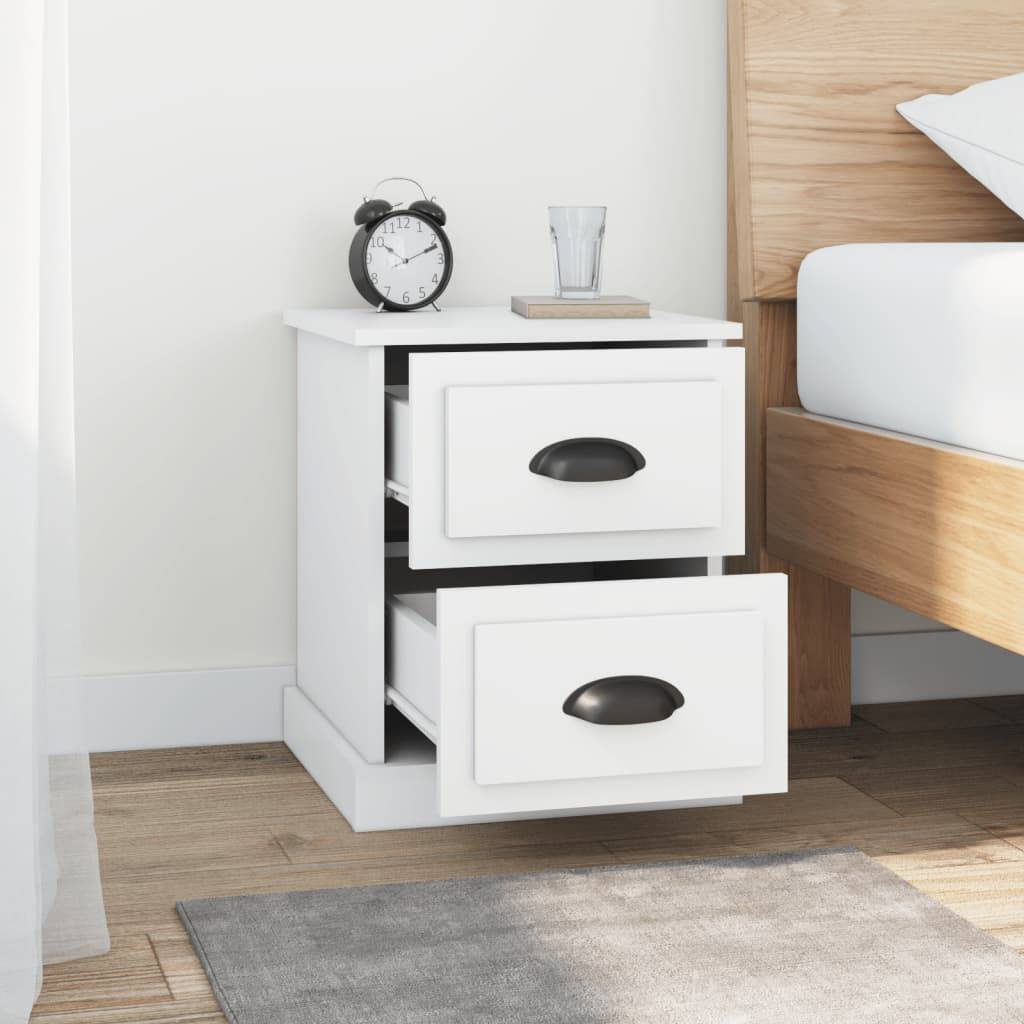 Walplus Pack of 2 Engineered Wood Bedside Cabinet - White - 39 x 39 x 47.5 cm - Image 4