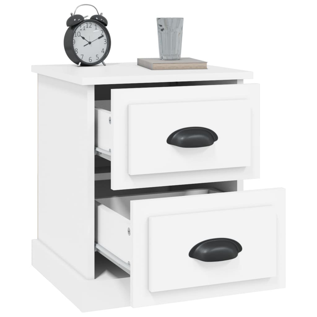 Walplus Pack of 2 Engineered Wood Bedside Cabinet - White - 39 x 39 x 47.5 cm - Image 6