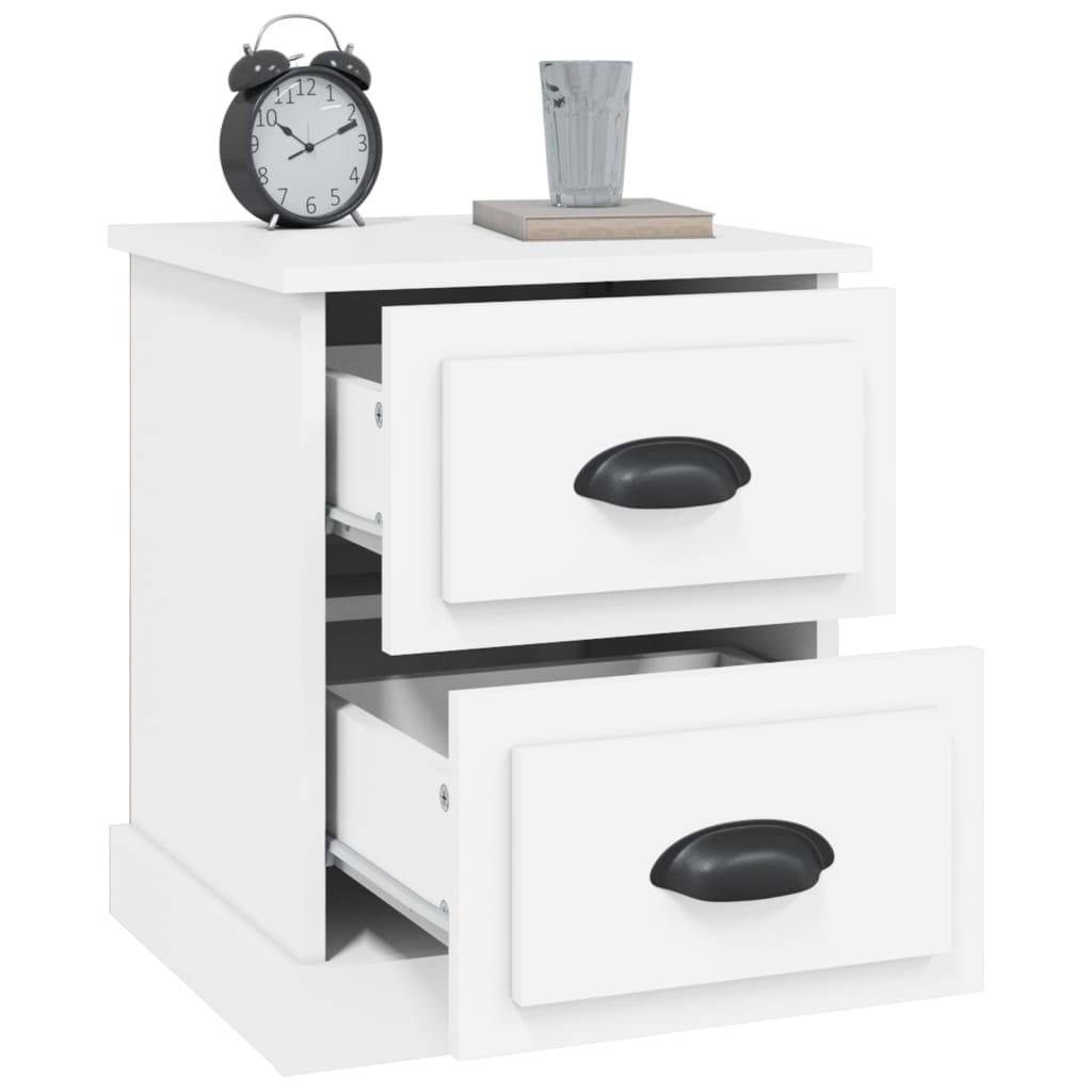 Walplus Pack of 2 Engineered Wood Bedside Cabinet - White - 39 x 39 x 47.5 cm - Image 6