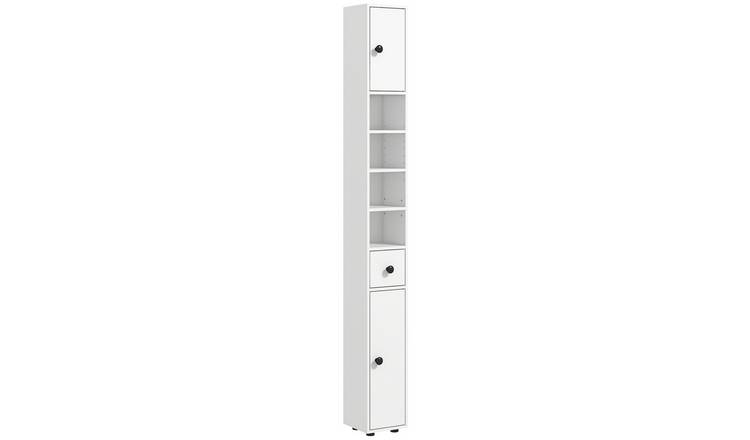 kleankin 2 Door Tall Bathroom Cabinet with 4 Open Shelves - White