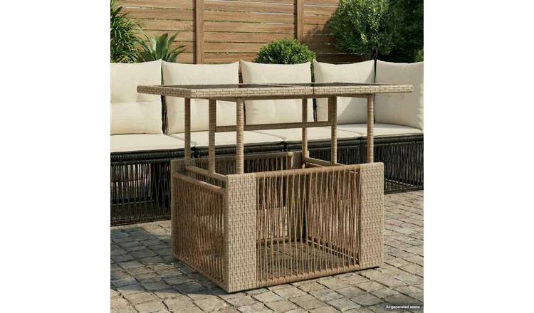 Walplus Rectangular Glass Table - Beige - 100 x 55 x 37 cm