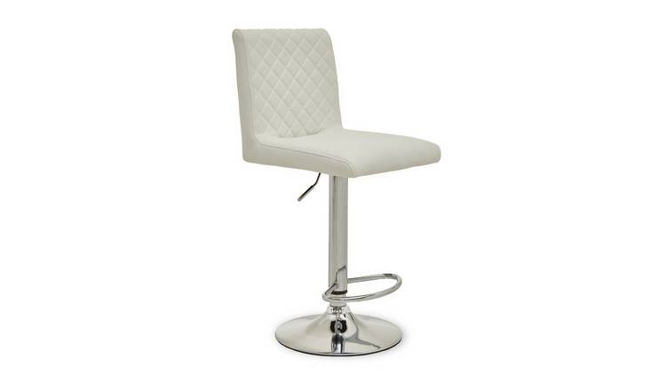 Orsina Baina Faux Leather Adjustable Swivel Bar Stool – White & Chrome