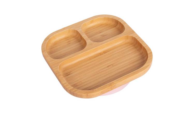 Tiny Dining Divided Bamboo Suction Plate - Pastel Pink