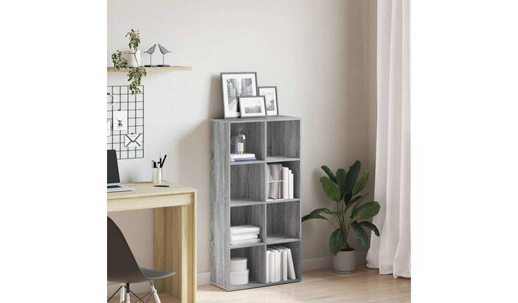 Walplus Engineered Wood Book Cabinet - Grey and Oak - 66 x 30 x 130 cm