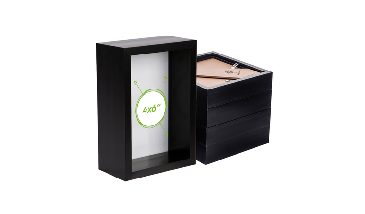 Nicola Spring 3D Deep Box Photo Frames - 4 x 6" - Set of 5 - Black