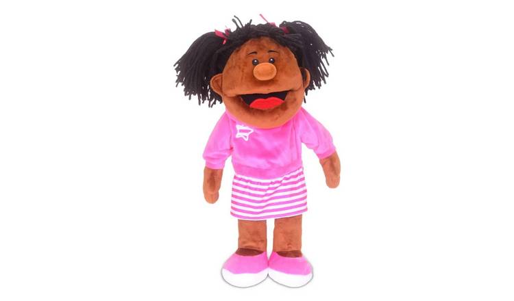 Fiesta Crafts Black Girl Moving Mouth Hand Puppet - 18 Months +