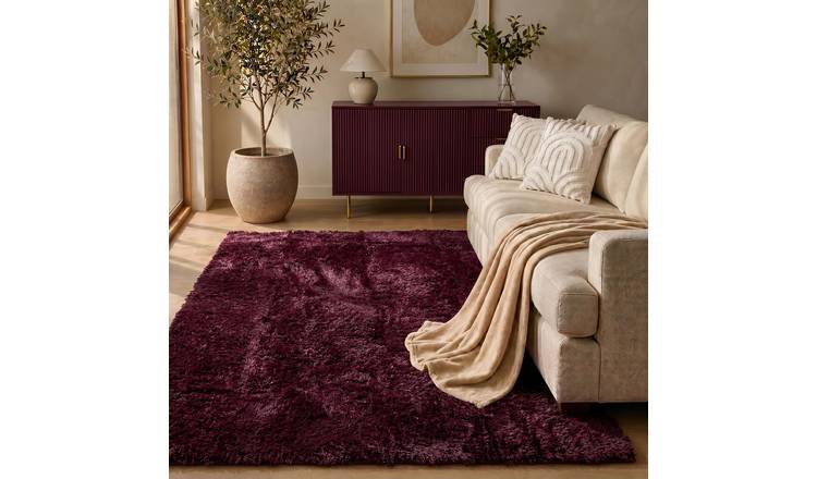OHS Soft Fluffy Fleece Rug - 80 x 150cm - Burgundy