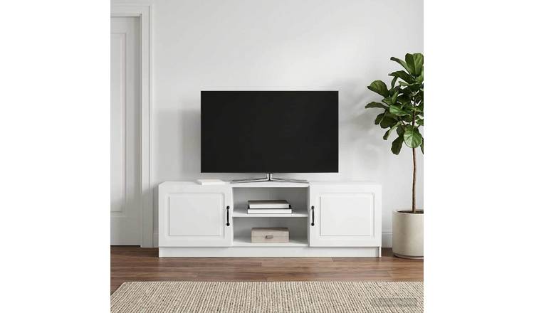 Walplus Engineered Wood TV Cabinet Open Shelf - White - 150 x 31 x 47 cm