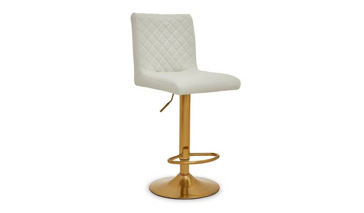 Orsina Baina Faux Leather Swivel Bar Stool – White & Gold