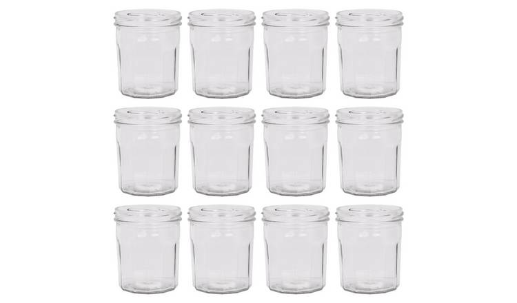 Argon Tableware Glass Jam Jars - Pack of 12