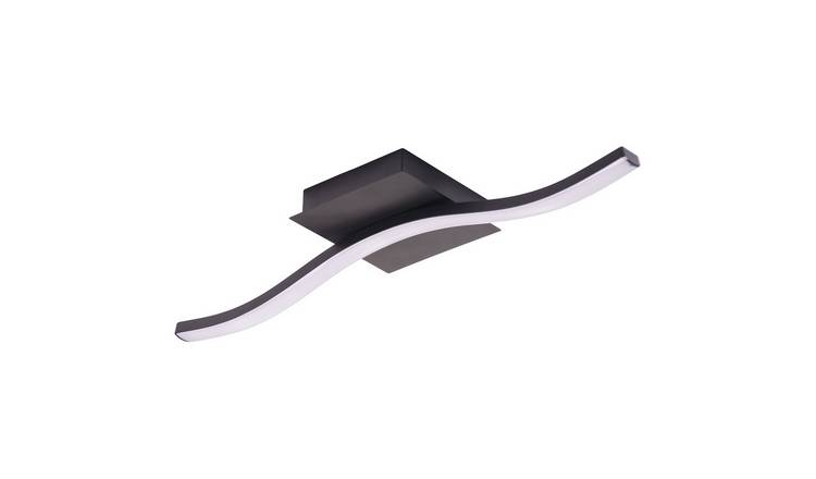 Happy Homewares Black Single Wavy Strip LED in Matte Black Ceiling Light - 60cm