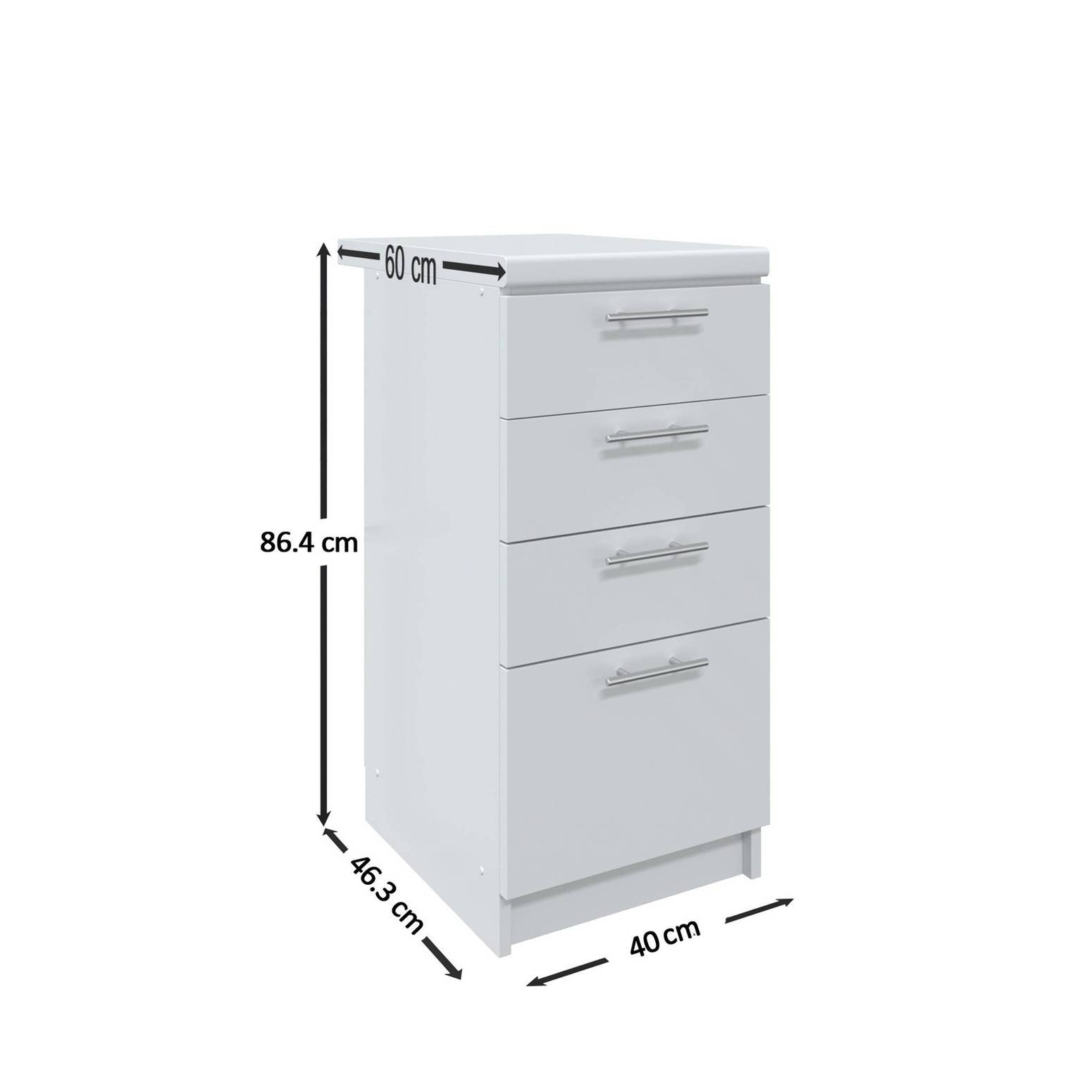 JD Greta 400mm Drawer Cabinet with Drawer Fronts & Worktop - Dark Grey Matt - Image 8
